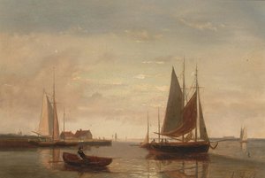 Fishing Boats off a Jetty by Abraham Hulk
